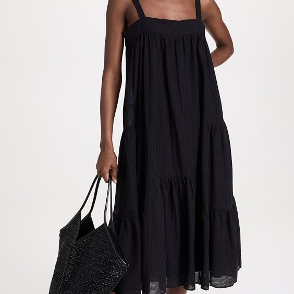 Jenni Kayne Seersucker Summer Dress, Lined SIZE XXL Black